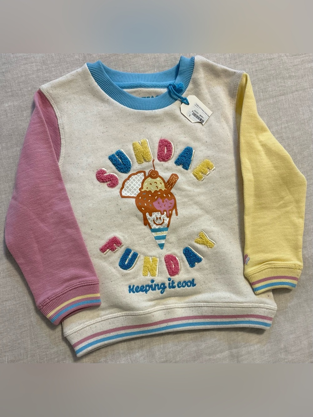 NWT FatFace x Jude’s Ice Cream Toddler Crewneck Sweatshirt 3/4Y Sundae Funday